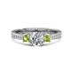 1 - Aniyah 1.38 ctw IGI Certified Classic Three Stone Round Lab Grown Diamond (VS1/F) and Peridot Engagement Ring 