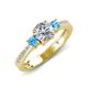 4 - Aniyah 1.32 ctw GIA Certified Classic Three Stone Round Natural Diamond (SI/H) and Blue Topaz Engagement Ring 