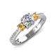 4 - Aniyah 1.30 ctw GIA Certified Classic Three Stone Round Natural Diamond (SI/H) and Citrine Engagement Ring 