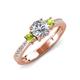 4 - Aniyah 1.38 ctw GIA Certified Classic Three Stone Round Natural Diamond (SI/H) and Peridot Engagement Ring 