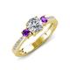 4 - Aniyah 1.30 ctw GIA Certified Classic Three Stone Round Natural Diamond (SI/G) and Amethyst Engagement Ring 