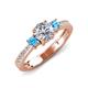4 - Aniyah 1.32 ctw GIA Certified Classic Three Stone Round Natural Diamond (SI/G) and Blue Topaz Engagement Ring 