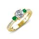 4 - Aniyah 1.34 ctw GIA Certified Classic Three Stone Round Natural Diamond (SI/G) and Emerald Engagement Ring 