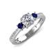 4 - Aniyah 1.36 ctw GIA Certified Classic Three Stone Round Natural Diamond (SI/G) and Blue Sapphire Engagement Ring 