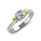 4 - Aniyah 1.38 ctw GIA Certified Classic Three Stone Round Natural Diamond (SI/G) and Peridot Engagement Ring 