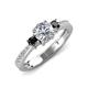 4 - Aniyah 1.36 ctw GIA Certified Classic Three Stone Round Natural Diamond (SI/G) and Black Diamond Engagement Ring 