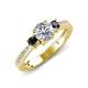 4 - Aniyah 1.36 ctw GIA Certified Classic Three Stone Round Natural Diamond (SI/G) and Black Diamond Engagement Ring 