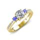 4 - Aniyah 1.32 ctw GIA Certified Classic Three Stone Round Natural Diamond (SI/G) and Tanzanite Engagement Ring 