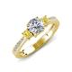 4 - Aniyah 1.35 ctw GIA Certified Classic Three Stone Round Natural Diamond (SI/G) and Yellow Sapphire Engagement Ring 