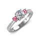 4 - Aniyah 1.30 ctw GIA Certified Classic Three Stone Round Natural Diamond (SI/H) and Pink Tourmaline Engagement Ring 