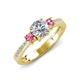 4 - Aniyah 1.30 ctw GIA Certified Classic Three Stone Round Natural Diamond (SI/G) and Pink Tourmaline Engagement Ring 