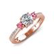4 - Aniyah 1.30 ctw GIA Certified Classic Three Stone Round Natural Diamond (SI/G) and Pink Tourmaline Engagement Ring 