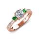 4 - Aniyah 1.38 ctw GIA Certified Classic Three Stone Round Natural Diamond (SI/H) and Green Garnet Engagement Ring 