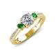 4 - Aniyah 1.38 ctw GIA Certified Classic Three Stone Round Natural Diamond (SI/G) and Green Garnet Engagement Ring 