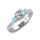 4 - Aniyah 1.30 ctw GIA Certified Classic Three Stone Round Natural Diamond (SI/H) and Aquamarine Engagement Ring 