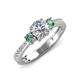 4 - Aniyah 1.38 ctw GIA Certified Classic Three Stone Round Natural Diamond (SI/H) and Lab Created Alexandrite Engagement Ring 