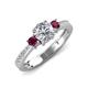 4 - Aniyah 1.38 ctw GIA Certified Classic Three Stone Round Natural Diamond (SI/H) and Rhodolite Garnet Engagement Ring 