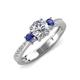 4 - Aniyah 1.30 ctw GIA Certified Classic Three Stone Round Natural Diamond (SI/G) and Iolite Engagement Ring 