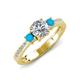 4 - Aniyah 1.28 ctw GIA Certified Classic Three Stone Round Natural Diamond (SI/G) and Turquoise Engagement Ring 