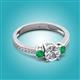 3 - Aniyah 1.34 ctw IGI Certified Classic Three Stone Round Lab Grown Diamond (VS1/F) and Emerald Engagement Ring 