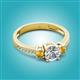 3 - Aniyah 1.30 ctw IGI Certified Classic Three Stone Round Lab Grown Diamond (VS1/F) and Citrine Engagement Ring 