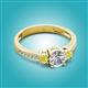 3 - Aniyah 1.34 ctw IGI Certified Classic Three Stone Round Lab Grown Diamond (VS1/F) and Yellow Diamond Engagement Ring 