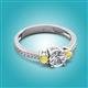 3 - Aniyah 1.35 ctw IGI Certified Classic Three Stone Round Lab Grown Diamond (VS1/F) and Yellow Sapphire Engagement Ring 