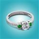 3 - Aniyah 1.38 ctw IGI Certified Classic Three Stone Round Lab Grown Diamond (VS1/F) and Green Garnet Engagement Ring 