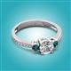 3 - Aniyah 1.36 ctw IGI Certified Classic Three Stone Round Lab Grown Diamond (VS1/F) and London Blue Topaz Engagement Ring 