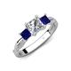 4 - Michele 1.52 ctw (5.50 mm) 3 Stone Princess Cut Lab Grown Diamond and Blue Sapphire Twisted Vine Engagement Ring 