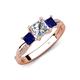 4 - Michele 1.52 ctw (5.50 mm) 3 Stone Princess Cut Lab Grown Diamond and Blue Sapphire Twisted Vine Engagement Ring 