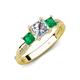 4 - Michele 1.52 ctw (5.50 mm) 3 Stone Princess Cut Lab Grown Diamond and Emerald Twisted Vine Engagement Ring 