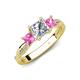 4 - Michele 1.52 ctw (5.50 mm) 3 Stone Princess Cut Lab Grown Diamond and Pink Sapphire Twisted Vine Engagement Ring 