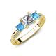 4 - Michele 1.56 ctw (5.50 mm) 3 Stone Princess Cut Lab Grown Diamond and Blue Topaz Twisted Vine Engagement Ring 
