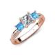 4 - Michele 1.56 ctw (5.50 mm) 3 Stone Princess Cut Lab Grown Diamond and Blue Topaz Twisted Vine Engagement Ring 