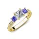 4 - Michele 1.56 ctw (5.50 mm) 3 Stone Princess Cut Lab Grown Diamond and Tanzanite Twisted Vine Engagement Ring 
