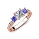 4 - Michele 1.56 ctw (5.50 mm) 3 Stone Princess Cut Lab Grown Diamond and Tanzanite Twisted Vine Engagement Ring 