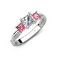 4 - Michele 1.52 ctw (5.50 mm) 3 Stone Princess Cut Lab Grown Diamond and Pink Tourmaline Twisted Vine Engagement Ring 