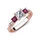 4 - Michele 1.56 ctw (5.50 mm) 3 Stone Princess Cut Lab Grown Diamond and Rhodolite Garnet Twisted Vine Engagement Ring 