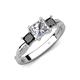 4 - Michele 1.80 ctw (5.50 mm) 3 Stone Princess Cut Lab Grown Diamond and Black Diamond Twisted Vine Engagement Ring 