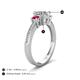5 - Aniyah 1.34 ctw GIA Certified Classic Three Stone Round Natural Diamond (SI/H) and Ruby Engagement Ring 