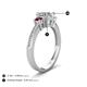 5 - Aniyah 1.38 ctw GIA Certified Classic Three Stone Round Natural Diamond (SI/H) and Rhodolite Garnet Engagement Ring 