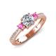 4 - Aniyah 1.48 ctw IGI Certified Classic Three Stone Round Lab Grown Diamond (VS1/F) and Pink Sapphire Engagement Ring 