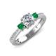 4 - Aniyah 1.34 ctw IGI Certified Classic Three Stone Round Lab Grown Diamond (VS1/F) and Emerald Engagement Ring 