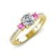 4 - Aniyah 1.48 ctw IGI Certified Classic Three Stone Round Lab Grown Diamond (VS1/F) and Pink Sapphire Engagement Ring 