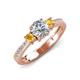 4 - Aniyah 1.30 ctw IGI Certified Classic Three Stone Round Lab Grown Diamond (VS1/F) and Citrine Engagement Ring 