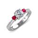 4 - Aniyah 1.34 ctw IGI Certified Classic Three Stone Round Lab Grown Diamond (VS1/F) and Ruby Engagement Ring 