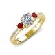 4 - Aniyah 1.38 ctw IGI Certified Classic Three Stone Round Lab Grown Diamond (VS1/F) and Red Garnet Engagement Ring 
