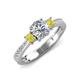 4 - Aniyah 1.34 ctw IGI Certified Classic Three Stone Round Lab Grown Diamond (VS1/F) and Yellow Diamond Engagement Ring 