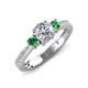 4 - Aniyah 1.38 ctw IGI Certified Classic Three Stone Round Lab Grown Diamond (VS1/F) and Green Garnet Engagement Ring 